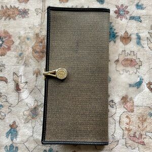 Fendi Black & Khaki Wallet with Gold Fendi Clasp